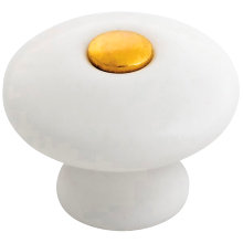 Porcelænsknop guld center Ø29 mm 2 stk.